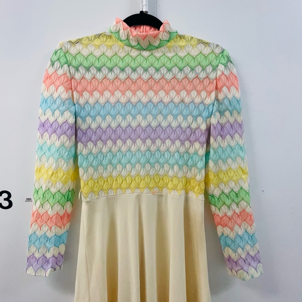 vintage 70s pastel rainbow 🌈 maxi dress